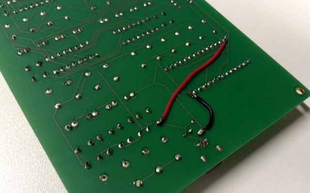 Image of wire fix for a PCB design flaw